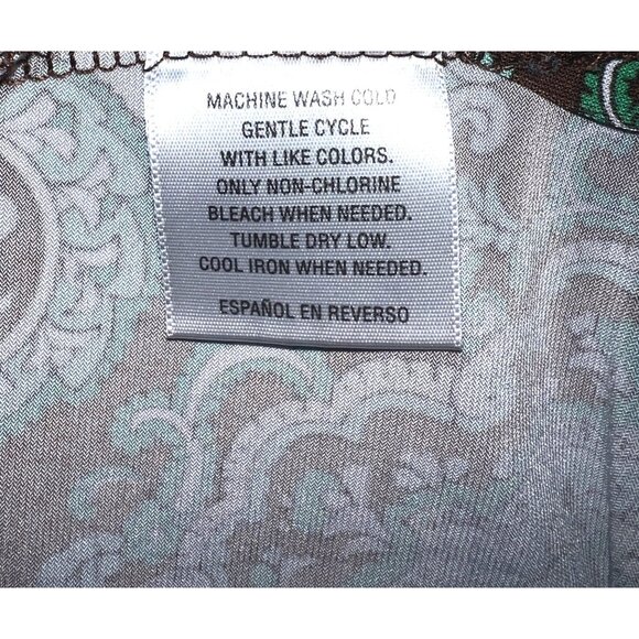 Charter Club Womens 2X Green & Brown Patterned 3/4 Sleeve Tunic Shirt - Picture 4 of 4